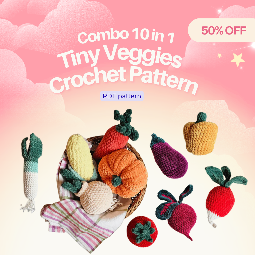 Combo 10-in-1 Tiny Veggies Crochet Pattern