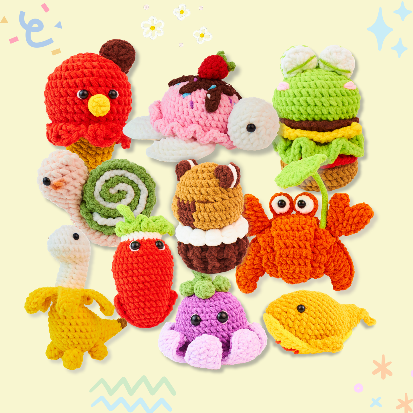 Critter Feast Combo Crochet Pattern