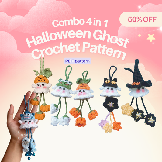 Combo 4 in 1 Halloween Ghost  Crochet Pattern