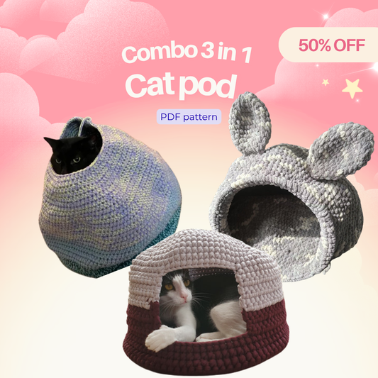 Combo 3-in-1 Cat Pod Crochet Pattern