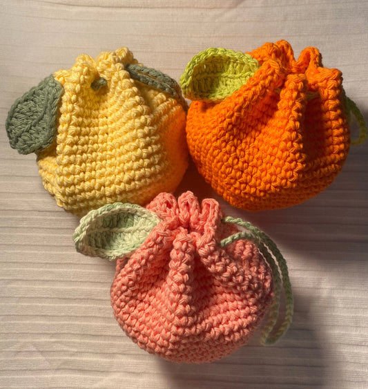 Fruit Drawstring Pouch  Crochet Pattern