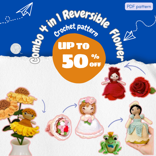 Combo 4 in 1 Reversible  Flower Crochet Pattern