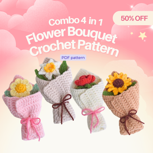 Combo 4 in 1 Flower Bouquet Crochet Pattern
