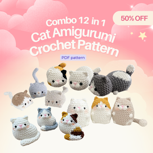 Combo 12 in 1 Cat Amigurumi Crochet Pattern