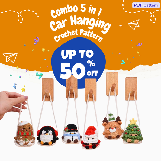 Combo 5 in 1 Car Hanging Christmas Crochet Pattern