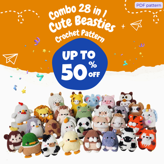 Combo 28 in 1 Cute Beasties Crochet Pattern