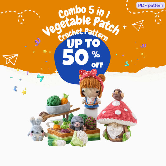 Combo 5 in 1 Vegetable Patch Crochet Pattern